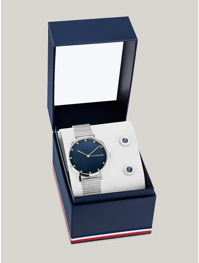 Tommy Hilfiger Watch And Stud Earring Gift Set In Navy