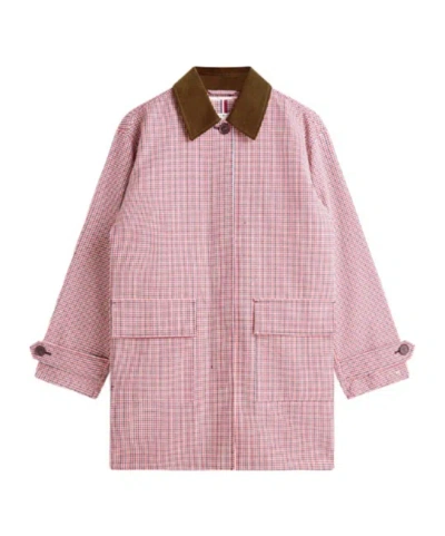 Tommy Hilfiger Water Repellent Check Oversized 2-in-1 Coat In Pink