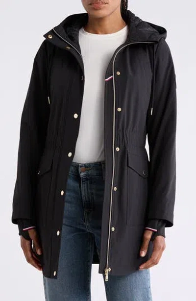 Tommy Hilfiger Water Repellent Hooded A-line Jacket In Black