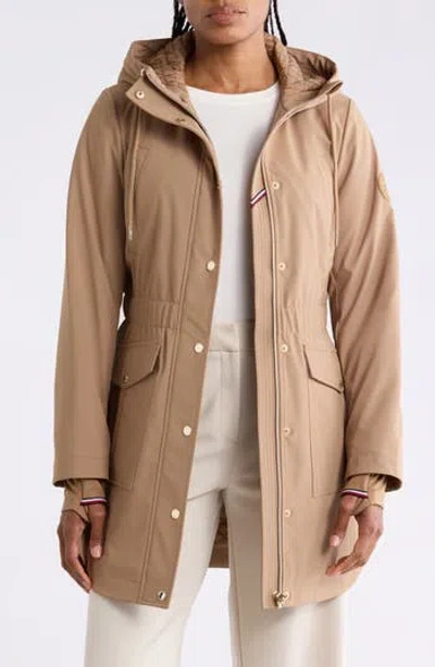 Tommy Hilfiger Water Repellent Hooded A-line Jacket In Brown