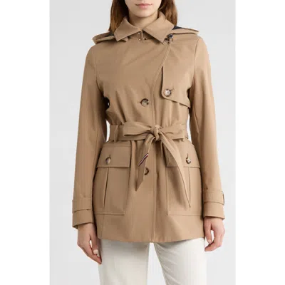 Tommy Hilfiger Water Resistant Belted Trench Coat In Brown