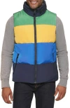 Tommy Hilfiger Water Resistant Colorblock Puffer Vest In Multi
