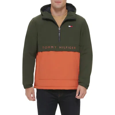 Tommy Hilfiger Water Resistant Hooded Fleece Lined Anorak Jacket In Rich Olv