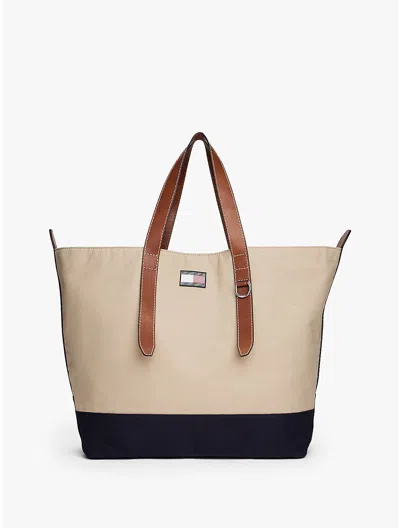 Tommy Hilfiger Waxed Cotton Canvas Tote In Classic Beige
