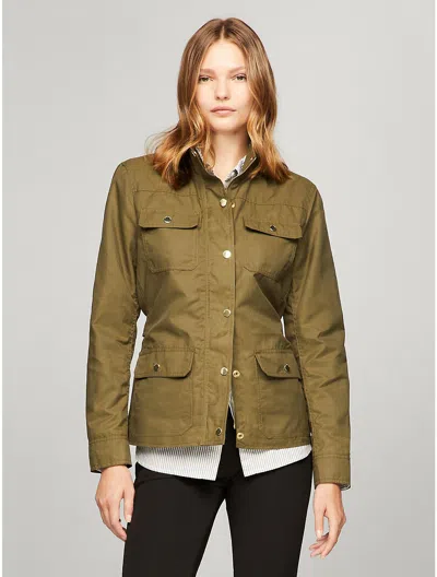 Tommy Hilfiger Waxed Utility Jacket In Army Green