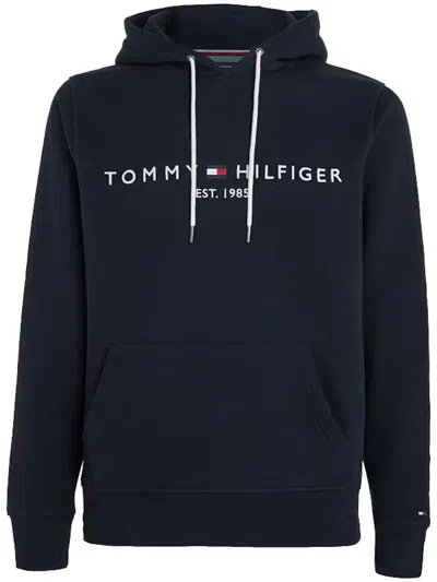 Tommy Hilfiger Logo刺绣连帽衫 - 蓝色 In Navy