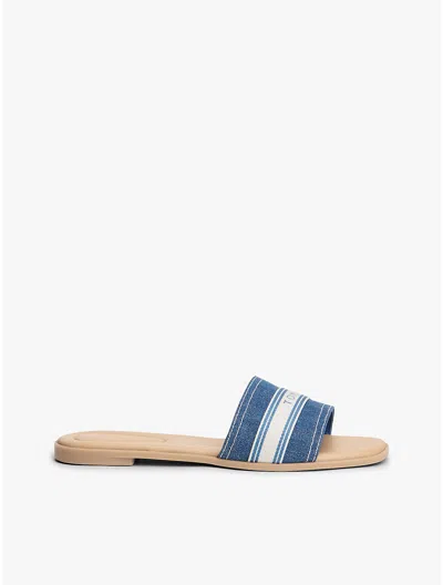 Tommy Hilfiger Webbing Logo Denim Slide Sandal In Blue
