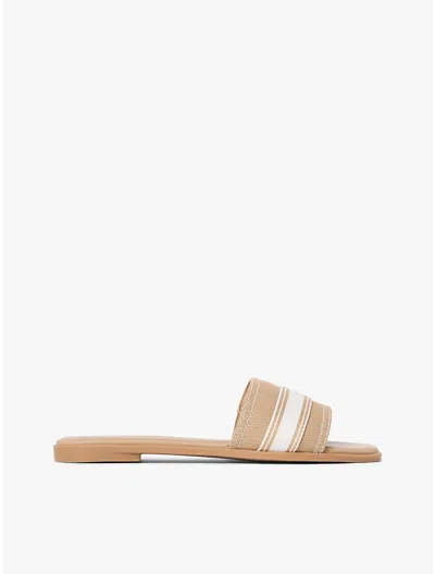 Tommy Hilfiger Webbing Logo Denim Slide Sandal In Brown