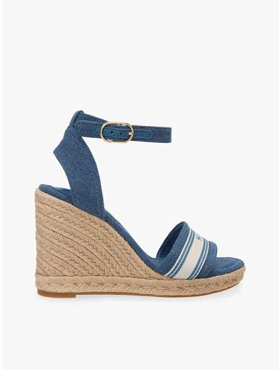 Tommy Hilfiger Webbing Logo Denim Wedge Espadrille In Multi