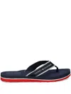 Tommy Hilfiger Webbing Logo-print Flip-flops In 蓝色