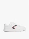 Tommy Hilfiger Webbing Stripe Leather Cupsole Sneaker In White