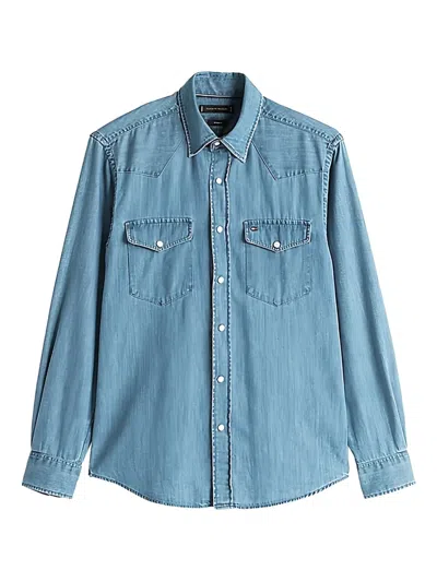 Tommy Hilfiger Western Denim Shirt Chest Pockets In Blue