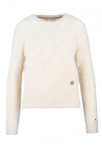 Tommy Hilfiger White Alpaca Wool Polyamide Elastane Women's Sweater