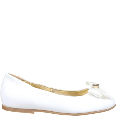 Tommy Hilfiger Kids' White Ballerines For Girl With Bow And Logo