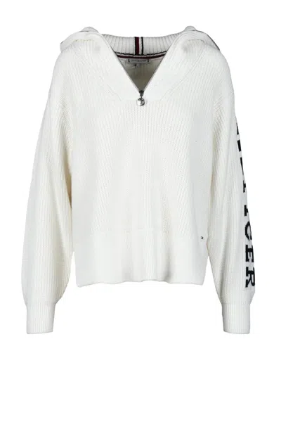 Tommy Hilfiger White Cotton Sweater
