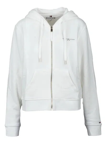 Tommy Hilfiger White Hooded Zip-up Sweatshirt