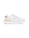 Tommy Hilfiger White Leather Sneakers With Suede Details And Gold Accents In White