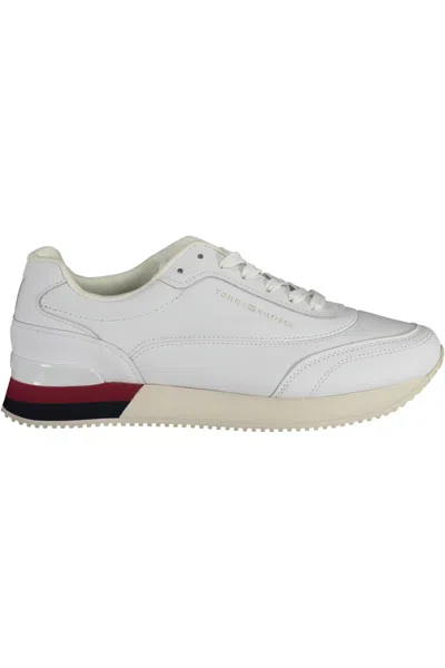 Tommy Hilfiger Chic White Lace-up Sneakers With Logo Detail