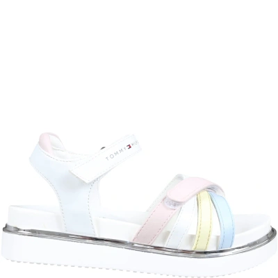 Tommy Hilfiger Kids' White Sandals For Girl With Logo