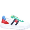 TOMMY HILFIGER WHITE SNEAKERS FOR KIDS WITH FLAG