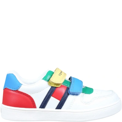 Tommy Hilfiger White Sneakers For Kids With Flag And Logo