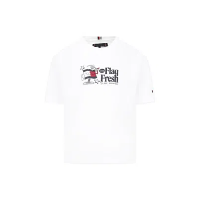 Tommy Hilfiger Kids' White T-shirt For Boy With Flag