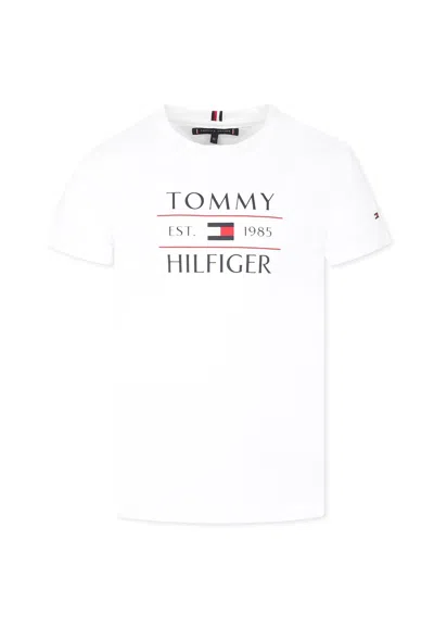 Tommy Hilfiger Kids' White T-shirt For Boy With Logo
