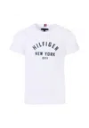 Tommy Hilfiger White T-shirt For Kids With Blue Logo In Multi