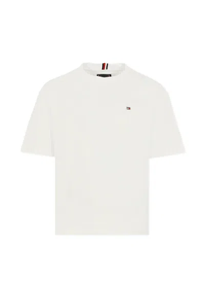 Tommy Hilfiger White T-shirt For Kids With Flag