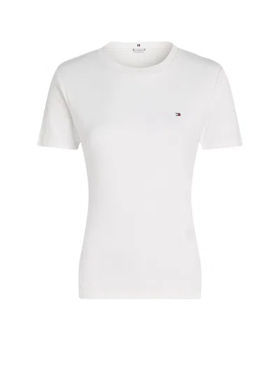 Tommy Hilfiger White T-shirt With Mini Logo In Ecru