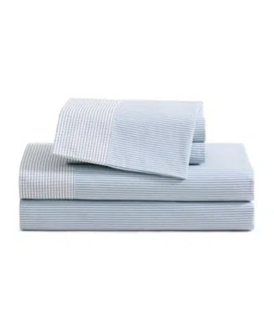Tommy Hilfiger Williamstown Stripe Contrast Hem Sheet Set In Blue
