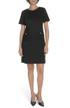 Tommy Hilfiger Windowpane Short Sleeve Shift Dress In Black