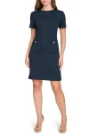 Tommy Hilfiger Windowpane Short Sleeve Shift Dress In Blue