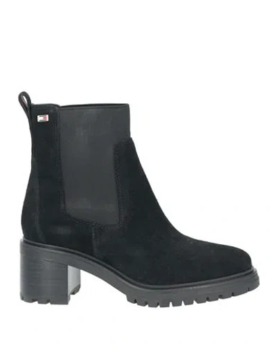 Tommy Hilfiger Woman Ankle Boots Black Size 10 Leather