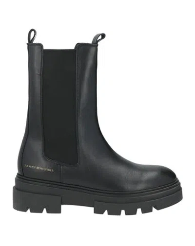 Tommy Hilfiger Woman Ankle Boots Black Size 7.5 Leather