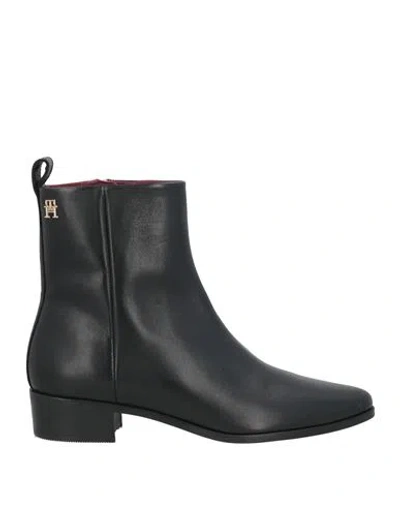 Tommy Hilfiger Woman Ankle Boots Black Size 7.5 Leather In Multi