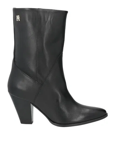 Tommy Hilfiger Woman Ankle Boots Black Size 7.5 Leather In Multi