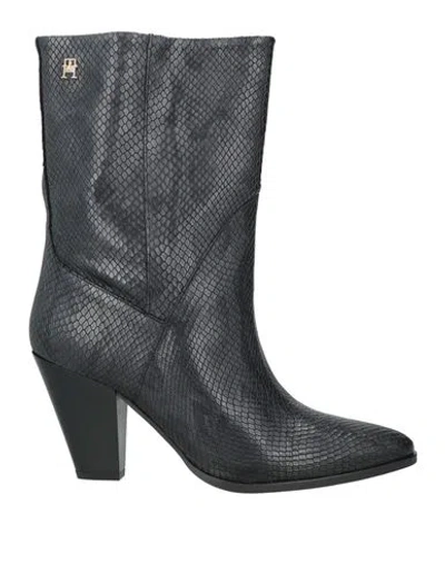 Tommy Hilfiger Woman Ankle Boots Black Size 7.5 Textile Fibers In Multi
