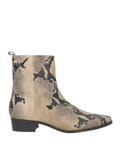 Tommy Hilfiger Woman Ankle Boots Khaki Size 6.5 Leather In Multi