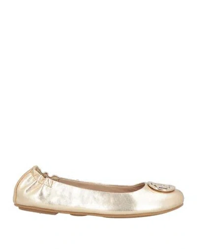 Tommy Hilfiger Woman Ballet Flats Platinum Size 6.5 Leather In Neutral