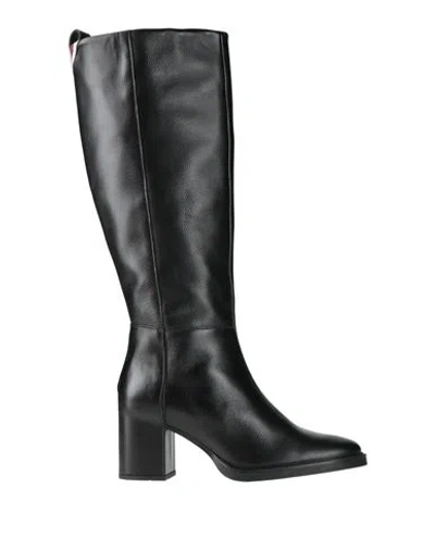 Tommy Hilfiger Woman Boot Black Size 7.5 Leather In Blue