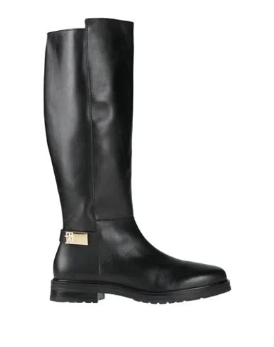 Tommy Hilfiger Woman Boot Black Size 7.5 Leather In Multi