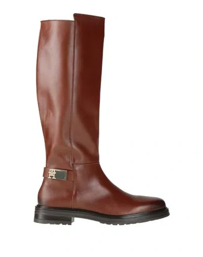 Tommy Hilfiger Woman Boot Tan Size 6.5 Leather In Brown