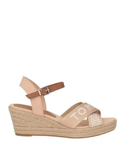Tommy Hilfiger Woman Espadrilles Blush Size 8.5 Polyester, Cotton, Leather In Neutral