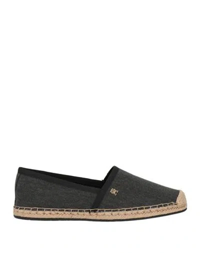 Tommy Hilfiger Woman Espadrilles Charcoal Size 7.5 Textile Fibers In Gray