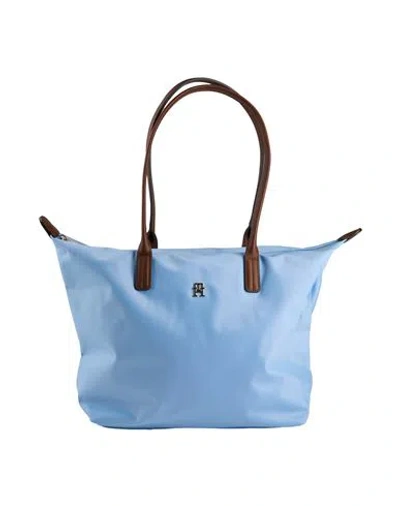 Tommy Hilfiger Woman Handbag Light Blue Size - Recycled Nylon, Cow Leather