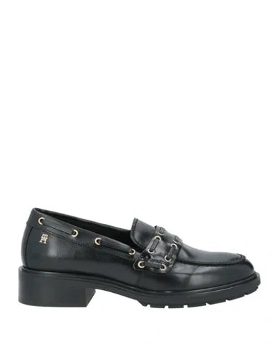 Tommy Hilfiger Woman Loafers Black Size 7.5 Leather