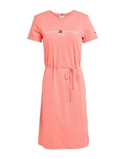 Tommy Hilfiger Woman Midi Dress Salmon Pink Size Xs Cotton