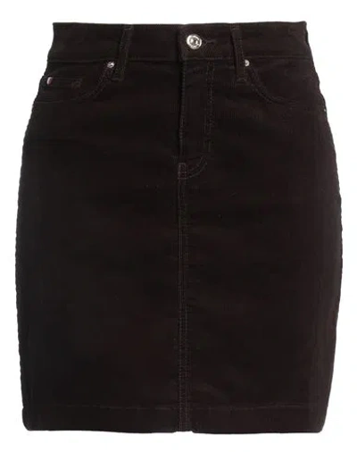 Tommy Hilfiger Woman Mini Skirt Dark Brown Size 6 Cotton, Elastane