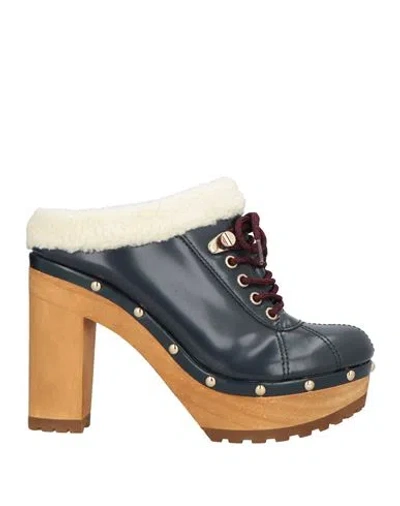 Tommy Hilfiger Woman Mules & Clogs Navy Size 6 Leather, Textile Fibers